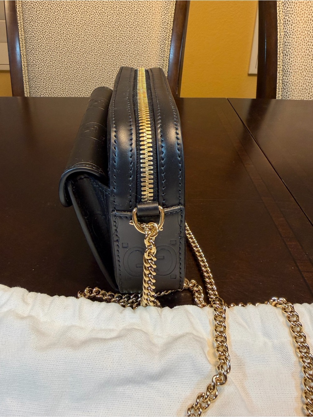 New Authentic Gucci GG Supreme Logo Shoulder Bag Black Leather - Picture 12 of 15